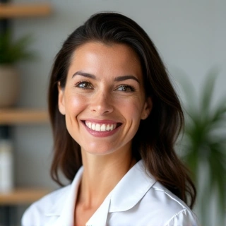 Retrato profesional de una nutricionista sonriente